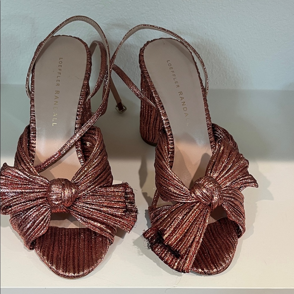 Loeffler Randall Metallic Bronze Bow Heels